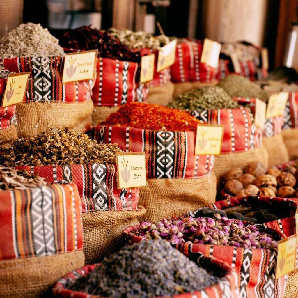 A wide selection of spices in Deira Market | Dubai U.A.E