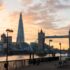 Tower Bridge, The Shard and City Hall, Wapping, London, UK