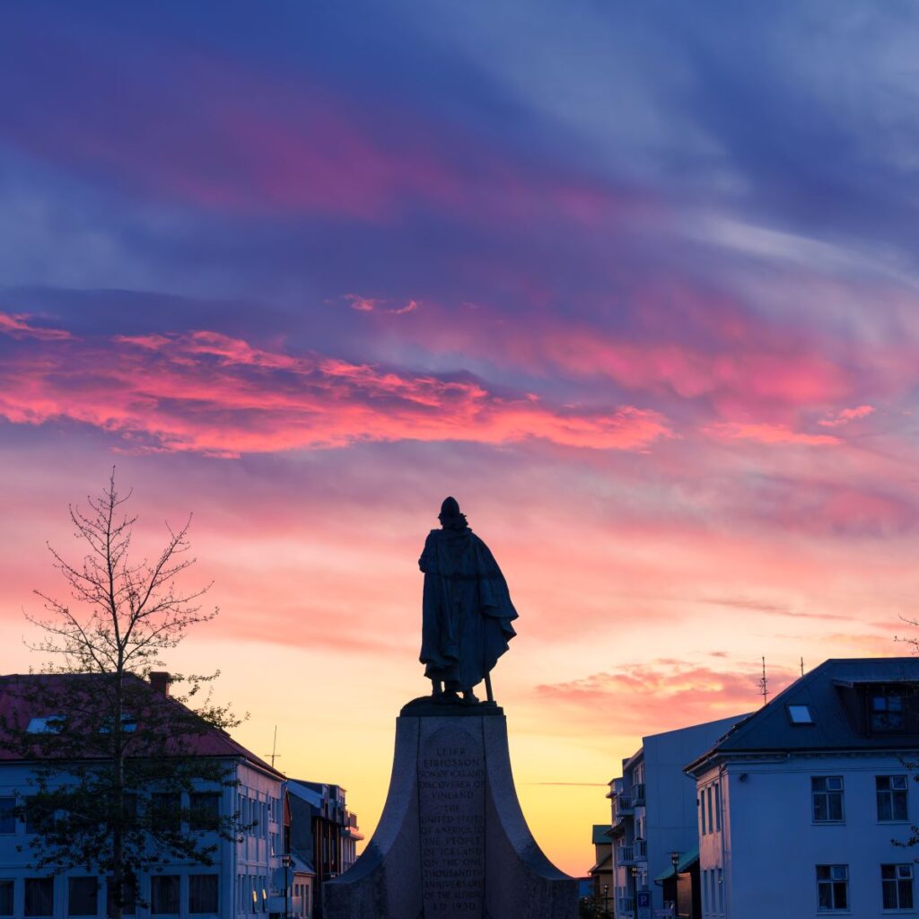 Monument statue of Leif Erikson in Iceland